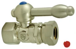 1/2 O.D. Compression, 1/2 Slip Joint Straight Shut-off Valve, Brushed Nickel