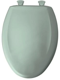 Elongated Plastic Toilet Seat With Whisper Close, Seafoam