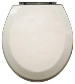 Trimmer Premium Metallic Silver Wood Toilet Seat With Chrome Hinges
