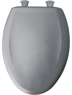 Elongated Plastic Toilet Seat With Whisper Close, Country Grey