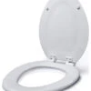 Elongated Molded Wood Toilet Seat Slow Close Easy Remove Adjustable Hinge White