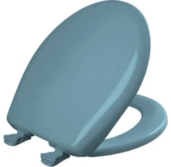 Bemis Plastic Round Slow-Close Toilet Seat, Regency Blue