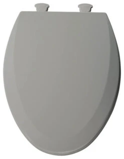 Elongated Molded Wood Toilet Seat With Easy Clean And Change Hinge, Ice Grey