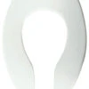 Elongated Plastic Open Cover Toilet Seat, Check Hinge, White