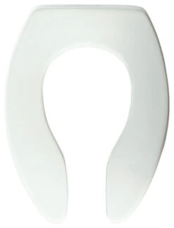 Elongated Plastic Open Cover Toilet Seat, Check Hinge, White
