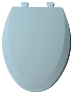 Elongated Molded Wood Toilet Seat With Easy Clean And Change Hinge, Dresden Blue