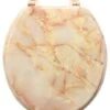 Trimmer Faux Marble Design Wood Toilet Seat, Pink Marble