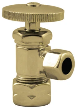 Round Handle Angle Shut Off Valve 1/2" Copper Pipe With 3/8" Compression Outlet