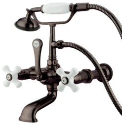 Kingston Brass 7" Wall Mount Tub Faucet With Hand Shower, Oil Rubbed Bronze