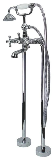 Cromwell Floor Tub Filler With Hand Shower, Polished Chrome