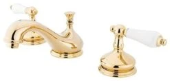 Kingston Brass Widespread Bathroom Faucet With Brass Pop-Up, Polished Brass