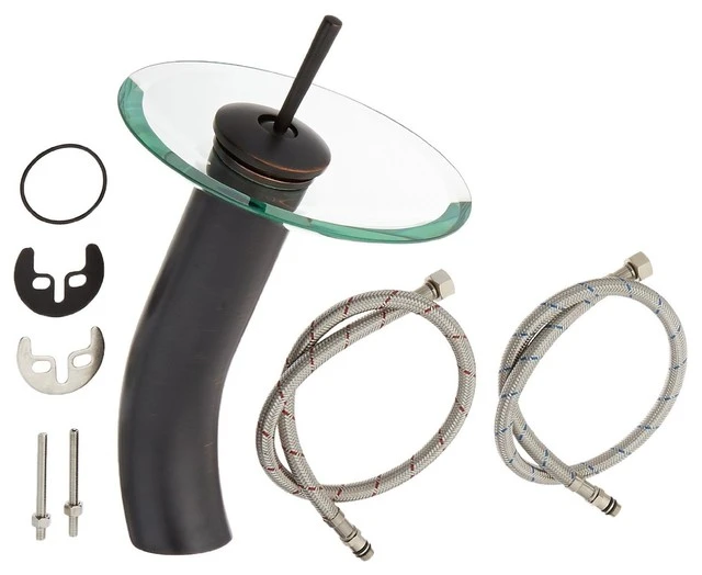 Glass Head Waterfall Bathroom Vessel Faucet, Oil Rubbed Bronze 1 Glass Head Waterfall Bathroom Vessel Faucet, Oil Rubbed Bronze