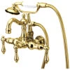 Kingston Brass Wall-Mount Clawfoot Tub Faucets With Polished Brass CC1007T2