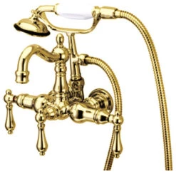 Kingston Brass Wall-Mount Clawfoot Tub Faucets With Polished Brass CC1007T2