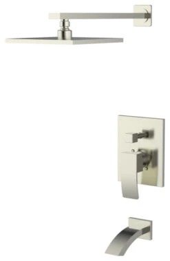 Ucore Concealed Rain Shower With Tub Filler Kit, Brush Nickel