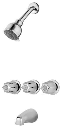 Pfister 3-Handle Tub And Shower Faucet, Metal Knob Handles, Chrome