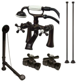 Kingston Brass Deck Mount Clawfoot Tub Faucet Package, Oil Rubbed Bronze
