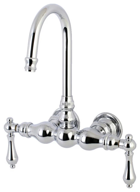 Kingston Brass Wall-Mount Clawfoot Tub Faucets With Polished Chrome AE2T1 1 Kingston Brass Wall-Mount Clawfoot Tub Faucets With Polished Chrome AE2T1