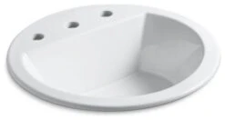 Kohler Bryant Round Drop-In Bathroom Sink With 8" Widespread Faucet Holes, White