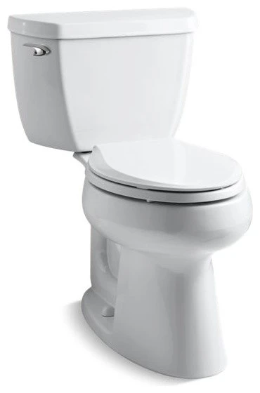 Kohler Highline 2-Piece Elongated 1.28 GPF Toilet W/ Left-Hand Lever, White 1 Kohler Highline 2-Piece Elongated 1.28 GPF Toilet W/ Left-Hand Lever, White