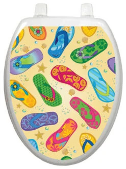 Flip Flops, Toilet Tattoos / Toilet Lid Decal, Elongated