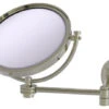 Allied Brass 8" Wall Mounted Extending MakeUp Mirror 5xMagnification, Dotted, Polished Nickel